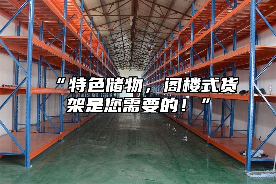 “特色儲物，閣樓式貨架是您需要的！”